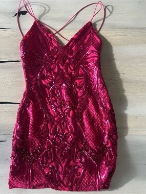 Windsor Hot Pink Sequin Mini Dress